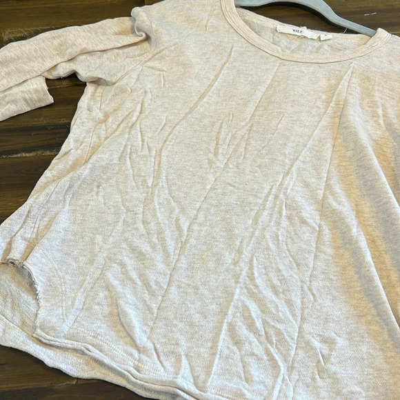 Wilt Lagenlook Boxy Long Sleeve Top Distressed Cream Cotton Cashmere Silk M - Picture 6 of 11